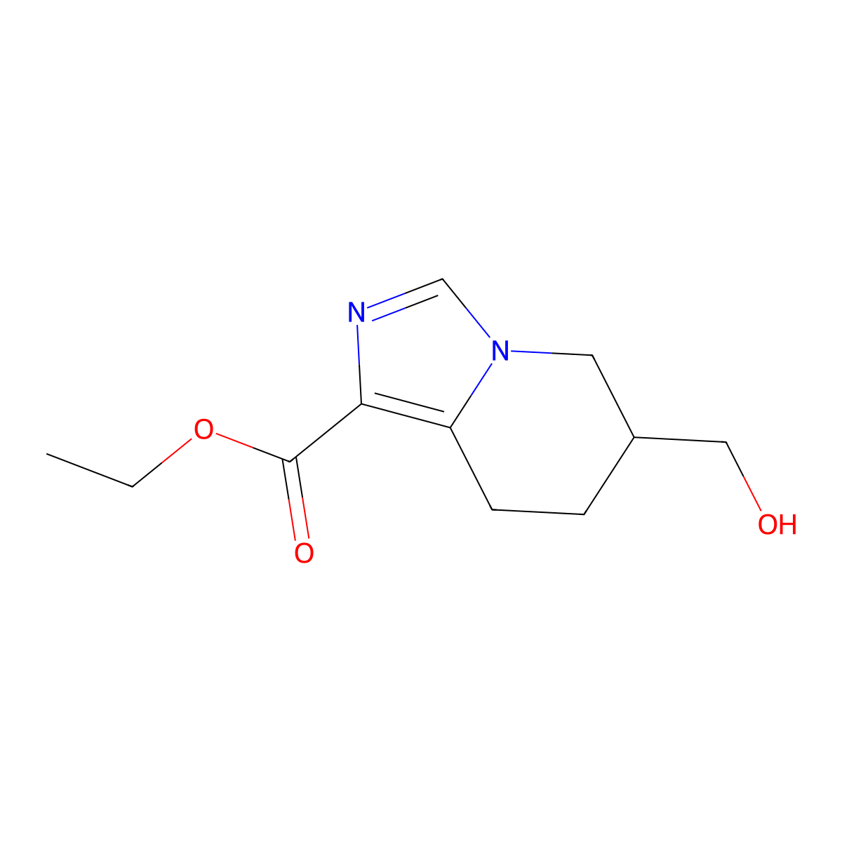 Ethyl 6-(hydroxymethyl)-5,6,7,8-tetrahydroimidazo[1,5-a]pyridine-1-carboxylate molecular structure, CAS 2177263-81-7