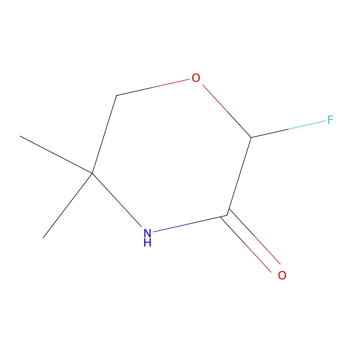 2-Fluoro-5,5-dimethylmorpholin-3-one molecular structure, CAS 2177263-92-0