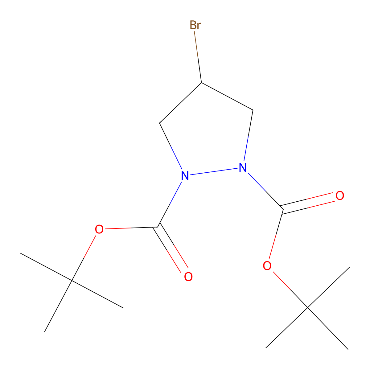 Di-tert-butyl 4-bromopyrazolidine-1,2-dicarboxylate molecular structure, CAS 2177263-94-2