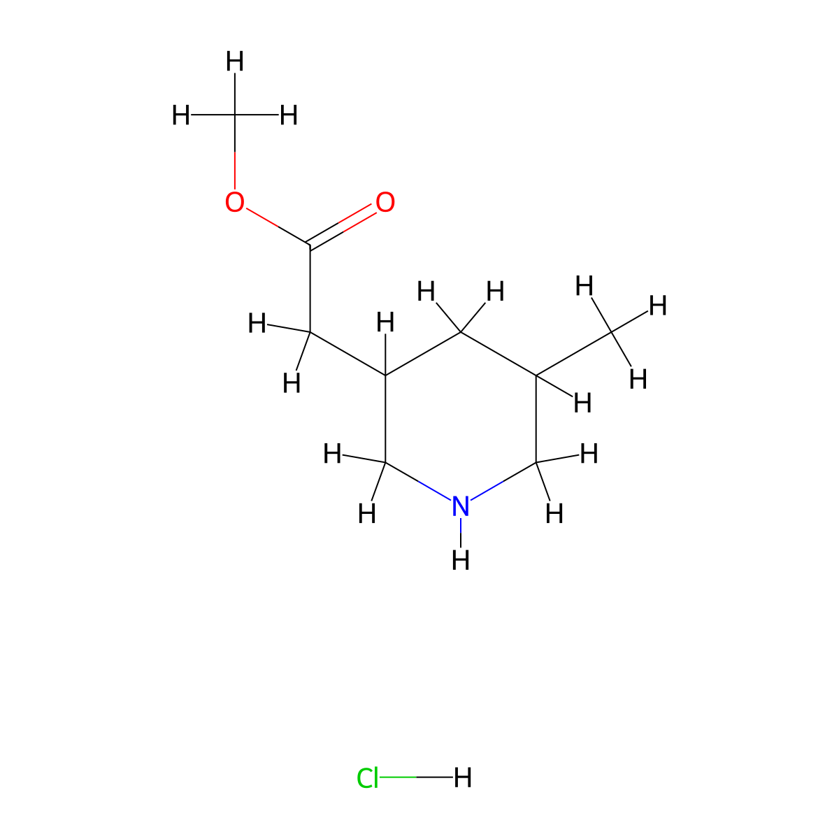 Methyl 2-(5-methylpiperidin-3-yl)acetate hydrochloride molecular structure, CAS 2177264-10-5