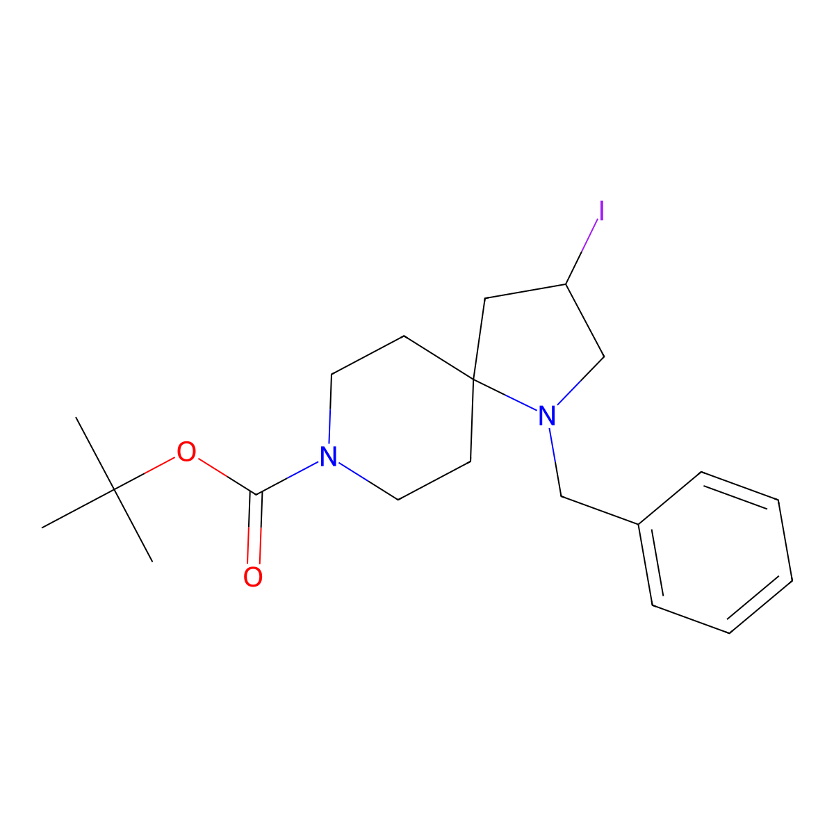 Tert-Butyl 1-Benzyl-3-Iodo-1,8-Diazaspiro[4.5]Decane-8-Carboxylate molecular structure, CAS 2177264-11-6
