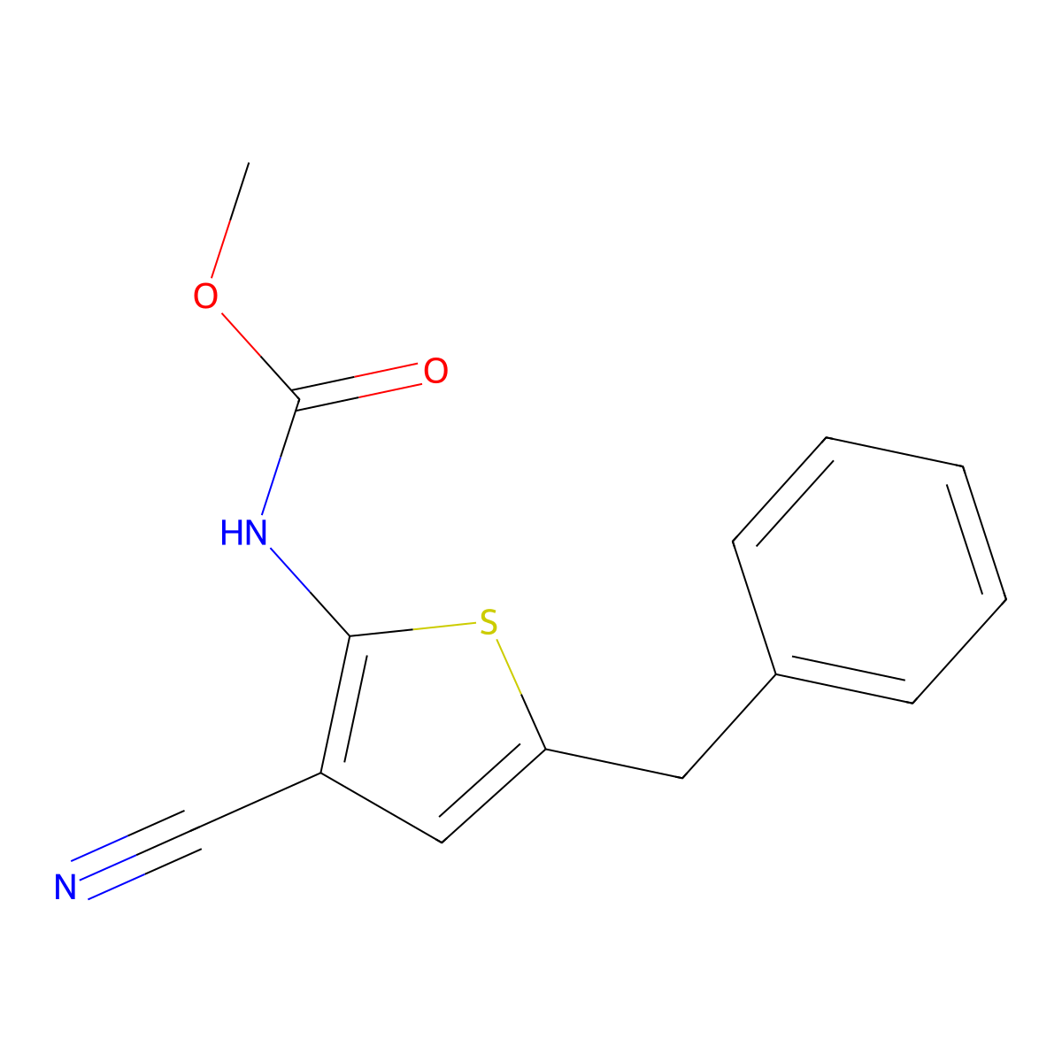 Methyl (5-benzyl-3-cyanothiophen-2-YL)carbamate molecular structure, CAS 2177264-12-7