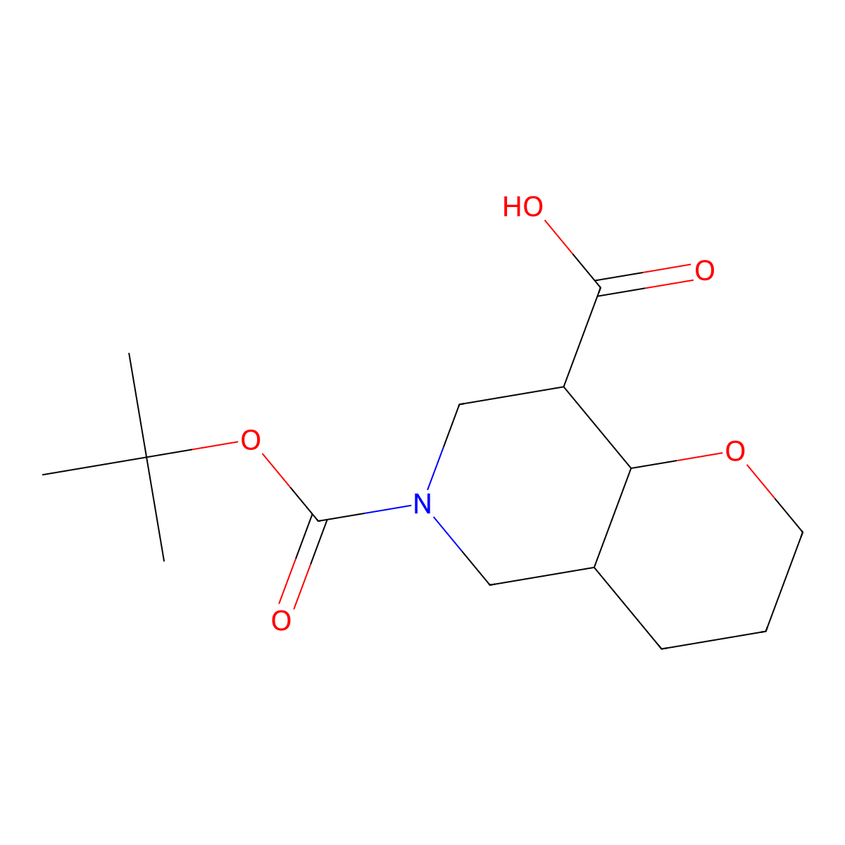 Racemic-(4aR,8S,8aR)-6-(tert-butoxycarbonyl)octahydro-2H-pyrano[3,2-c]pyridine-8-carboxylic acid molecular structure, CAS 2177264-16-1