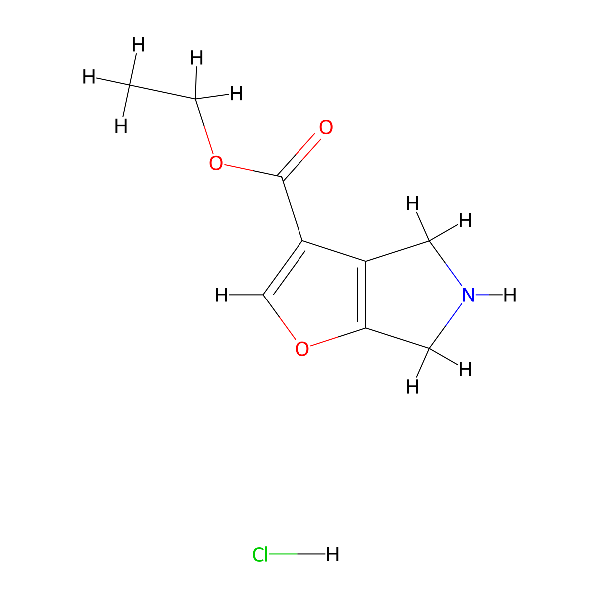 Ethyl 5,6-dihydro-4H-furo[2,3-C]pyrrole-3-carboxylate hcl molecular structure, CAS 2177264-20-7