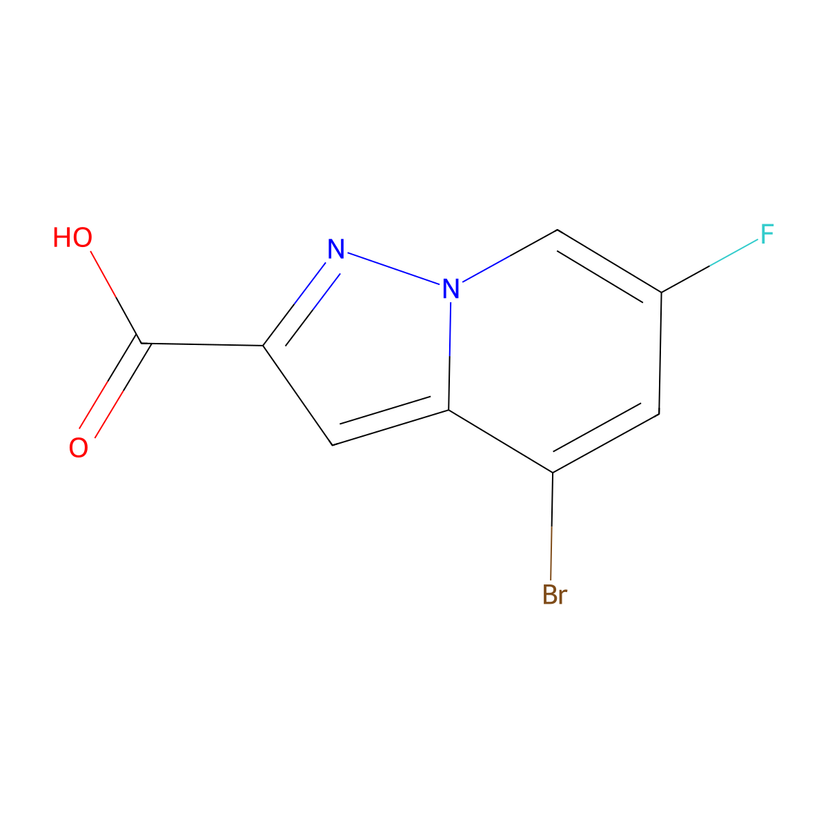 4-Bromo-6-fluoropyrazolo[1,5-a]pyridine-2-carboxylic acid molecular structure, CAS 2177264-31-0
