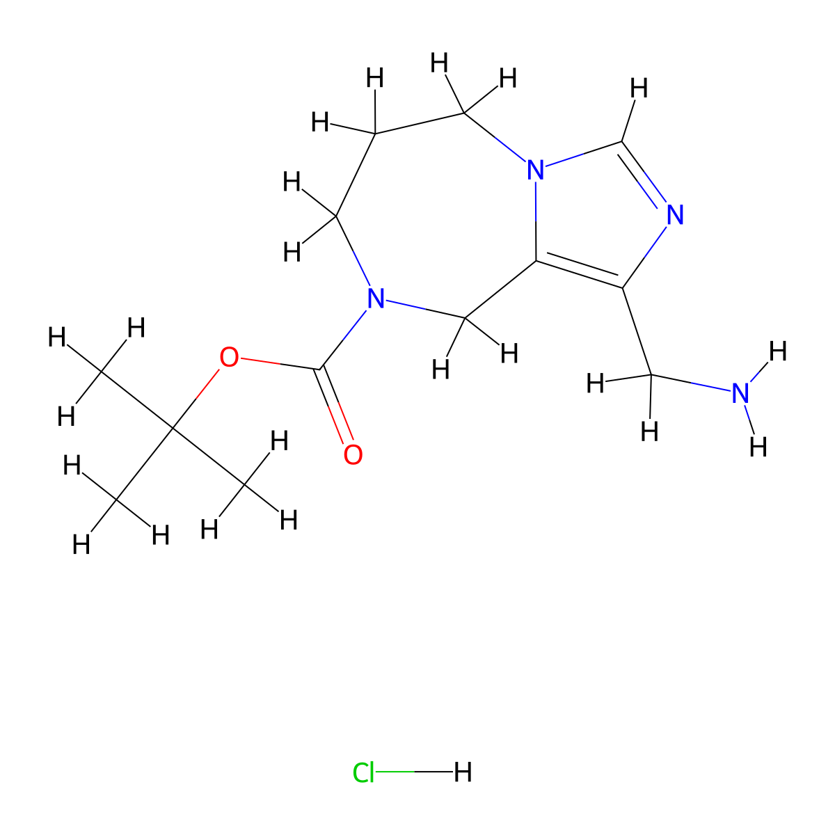 tert-Butyl 1-(aminomethyl)-6,7-dihydro-5H-imidazo[1,5-a][1,4]diazepine-8(9H)-carboxylate hydrochloride molecular structure, CAS 2177264-35-4