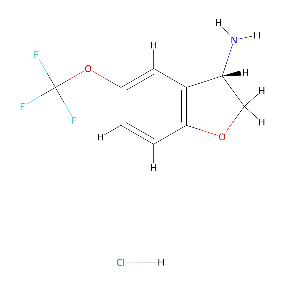 (3s)-5-(Trifluoromethoxy)-2,3-dihydrobenzo[b]furan-3-ylamine hcl molecular structure, CAS 2177264-44-5