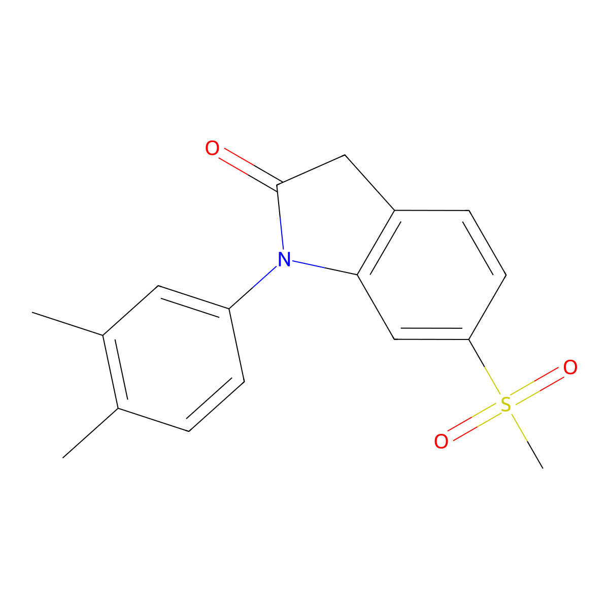 1-(3,4-Dimethylphenyl)-6-(methylsulfonyl)indolin-2-one molecular structure, CAS 2177264-45-6