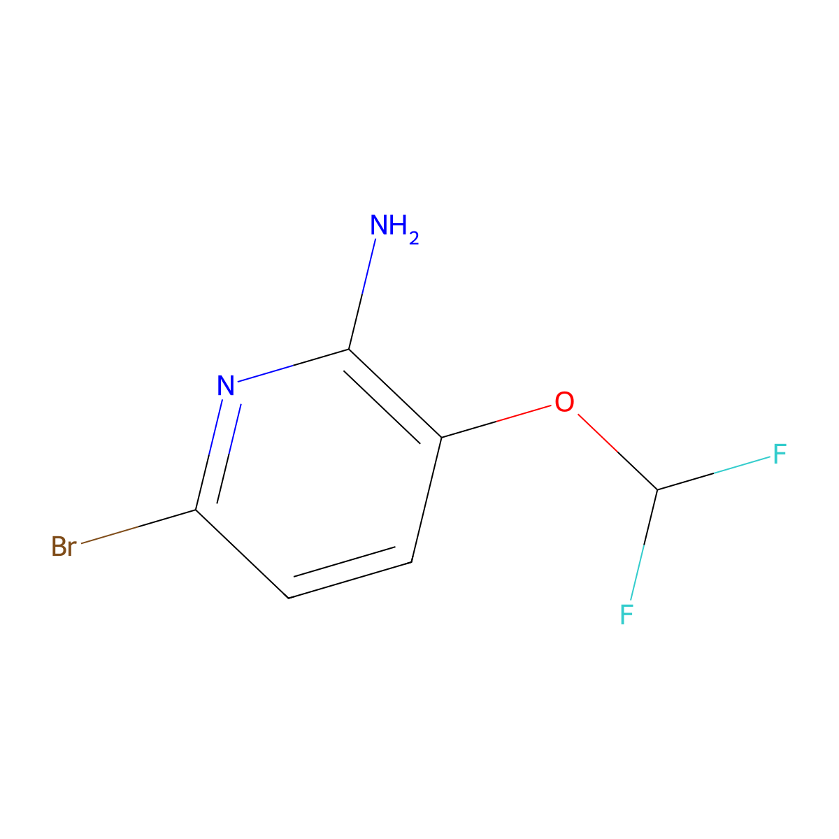 6-Bromo-3-(difluoromethoxy)pyridin-2-amine molecular structure, CAS 2177264-48-9