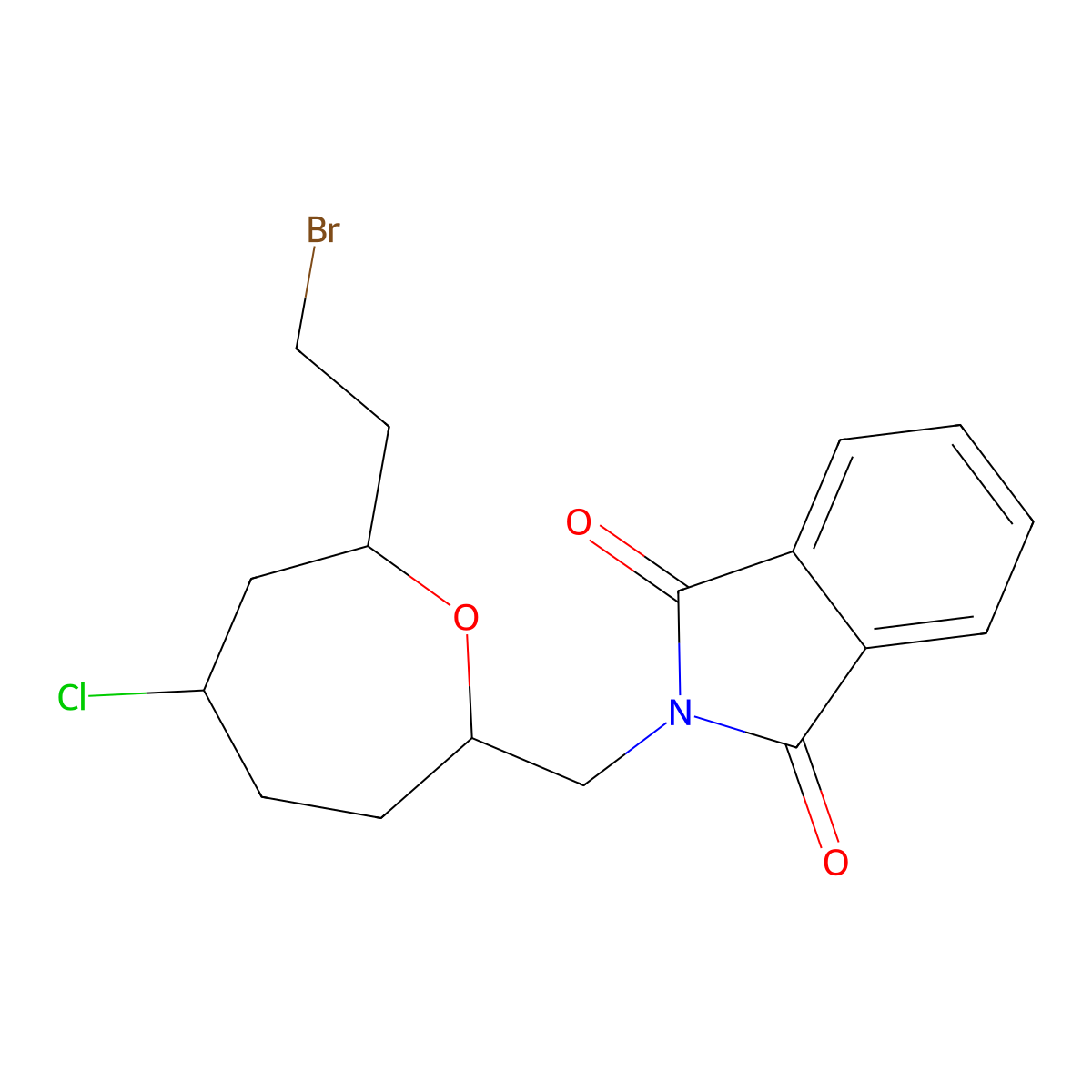 2-((7-(2-Bromoethyl)-5-chlorooxepan-2-yl)methyl)isoindoline-1,3-dione molecular structure, CAS 2177264-52-5