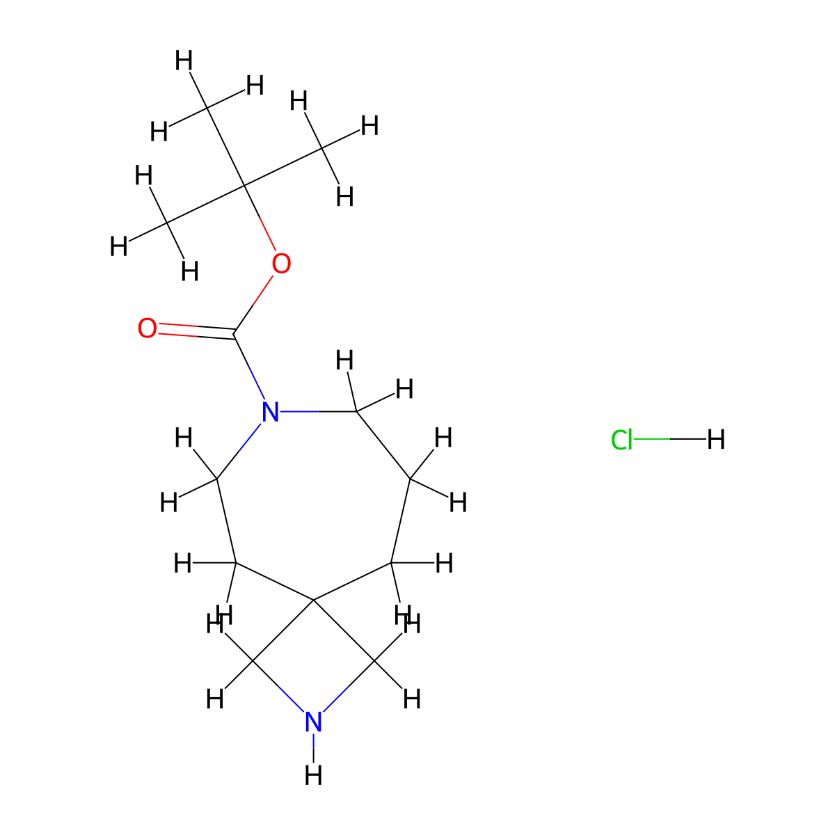 Tert-butyl 2,7-diazaspiro[3.6]decane-7-carboxylate hydrochloride molecular structure, CAS 2177264-53-6