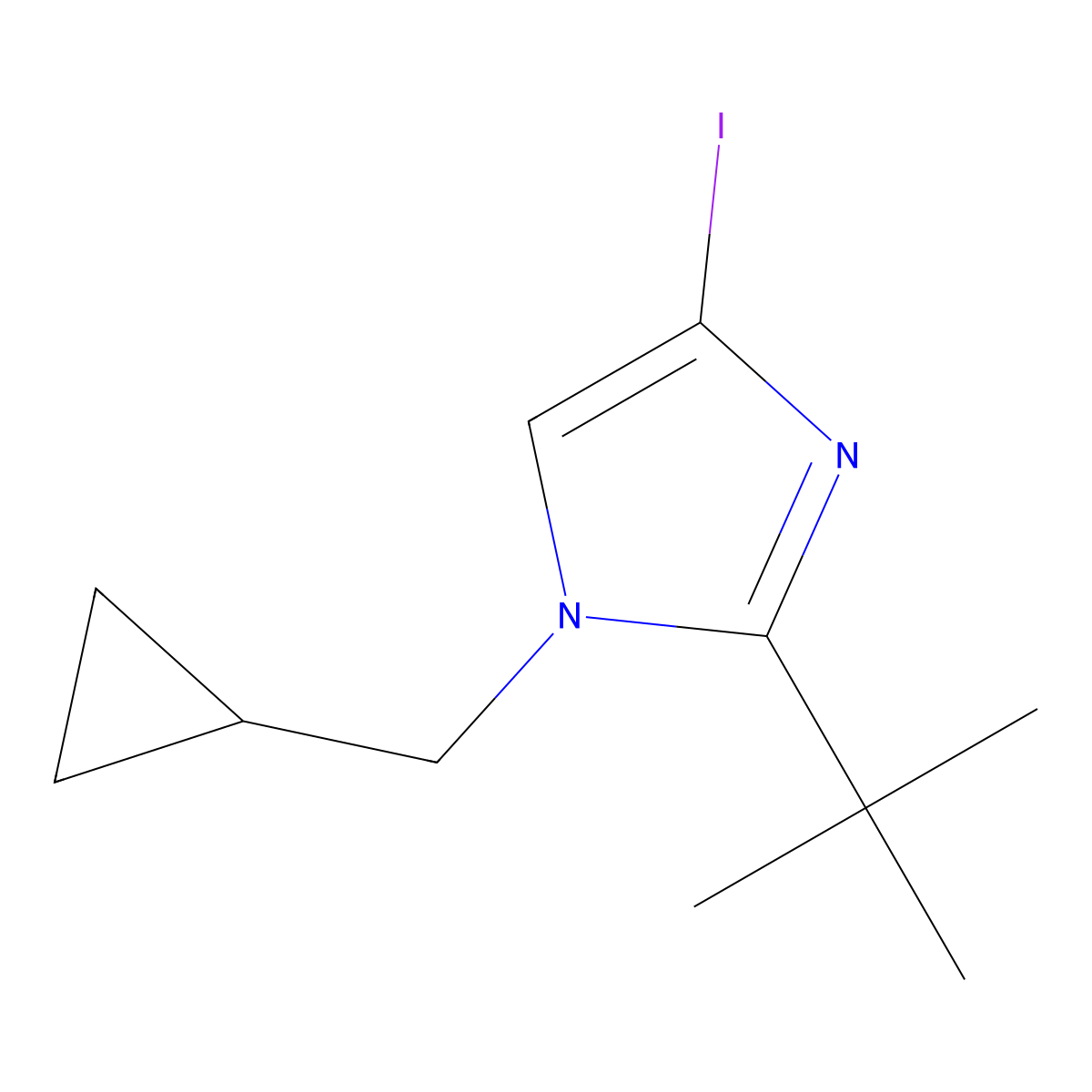 2-(tert-butyl)-1-(cyclopropylmethyl)-4-iodo-1H-imidazole molecular structure, CAS 2177264-64-9