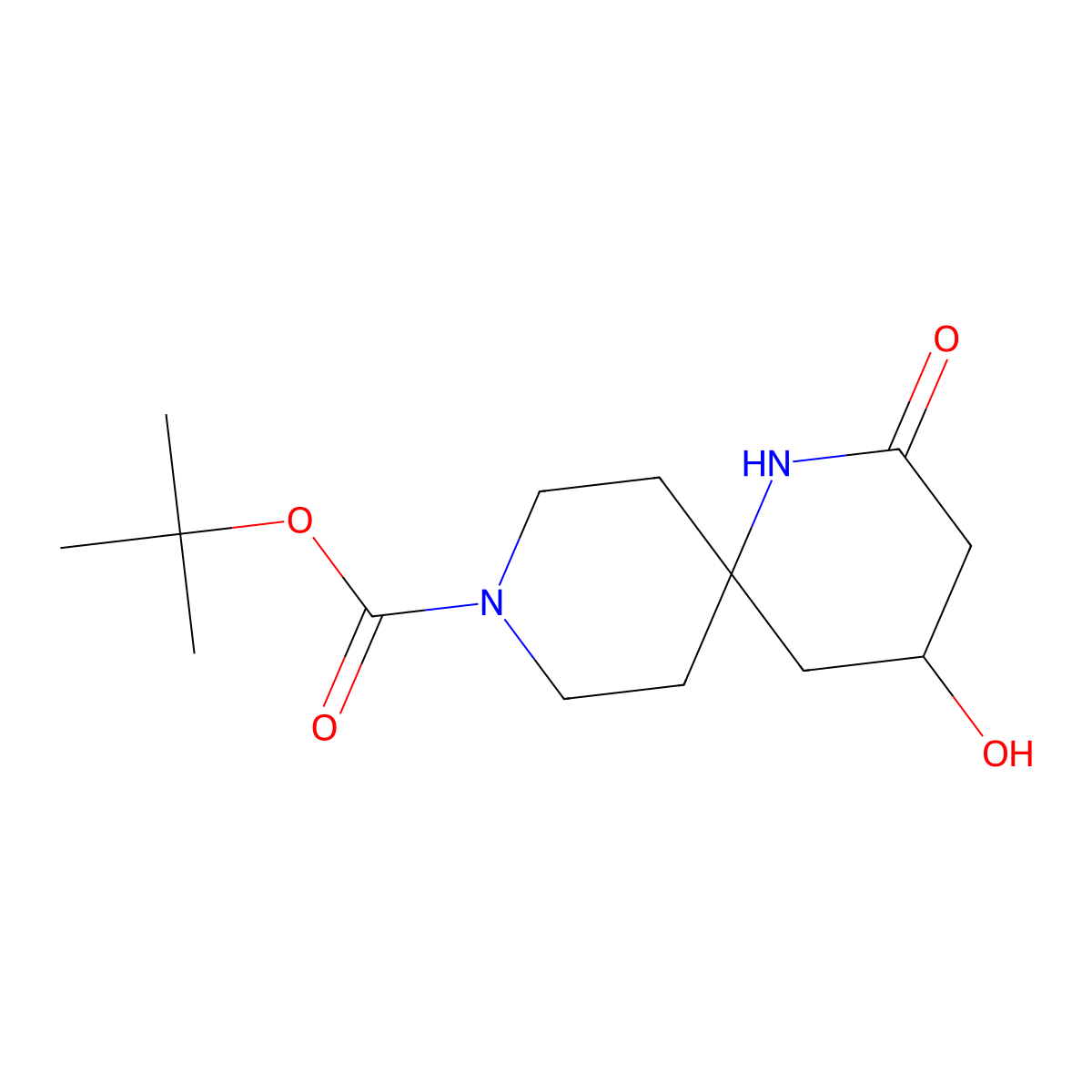 tert-Butyl 4-hydroxy-2-oxo-1,9-diazaspiro[5.5]undecane-9-carboxylate molecular structure, CAS 2177264-75-2