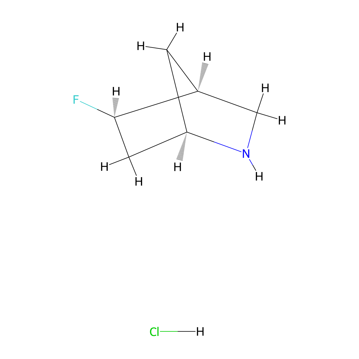 Rel-(1R,4S,5R)-5-fluoro-2-azabicyclo[2.2.1]heptane hydrochloride molecular structure, CAS 2177264-77-4