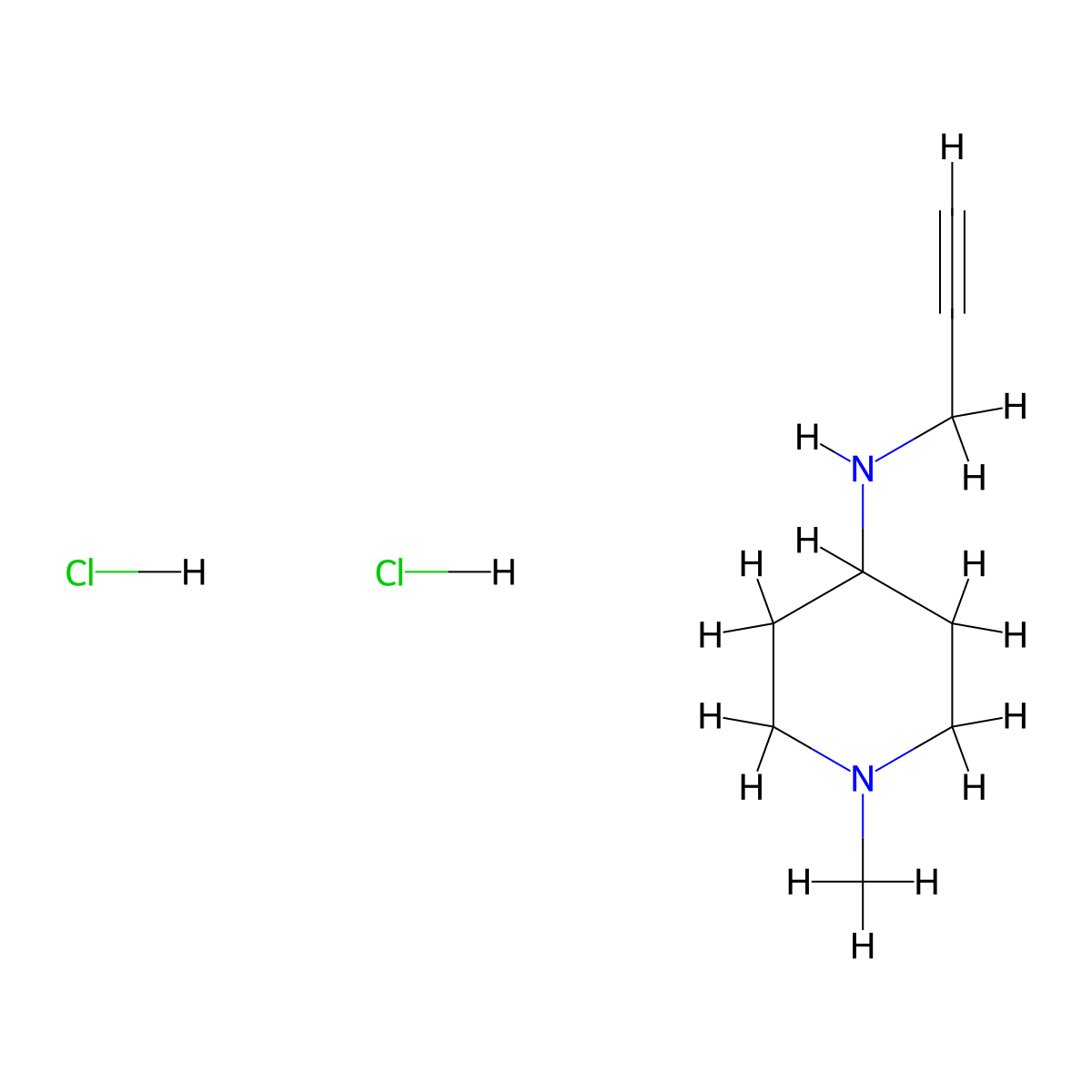 1-Methyl-N-(prop-2-YN-1-YL)piperidin-4-amine hcl molecular structure, CAS 2177264-78-5