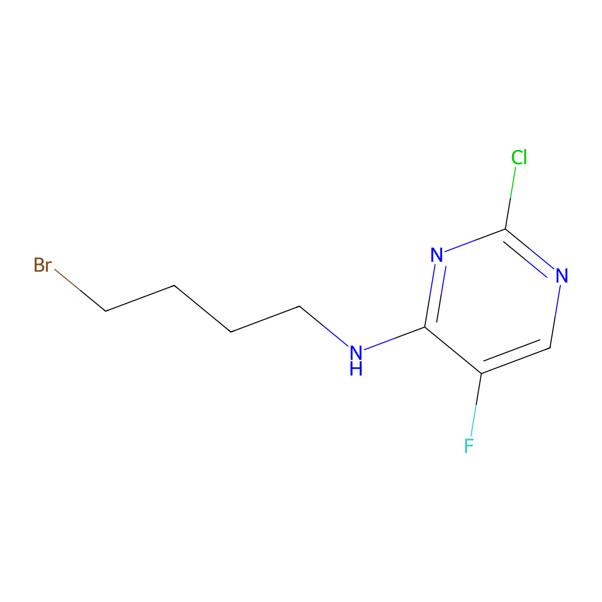 N-(4-Bromobutyl)-2-chloro-5-fluoropyrimidin-4-amine molecular structure, CAS 2177264-79-6