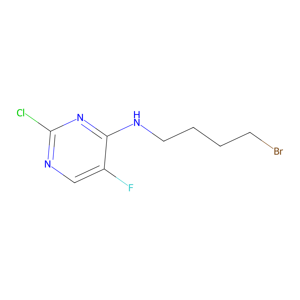 N-(4-Bromobutyl)-2-chloro-5-fluoropyrimidin-4-amine molecular structure, CAS 2177264-79-6