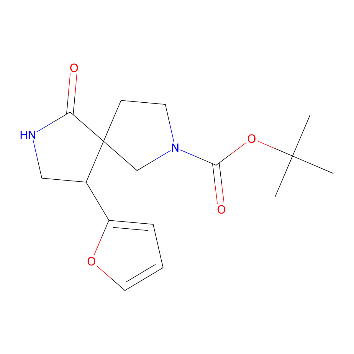 Racemic-(5R,9R)-Tert-Butyl 9-(Furan-2-Yl)-6-Oxo-2,7-Diazaspiro[4.4]Nonane-2-Carboxylate molecular structure, CAS 2177264-82-1