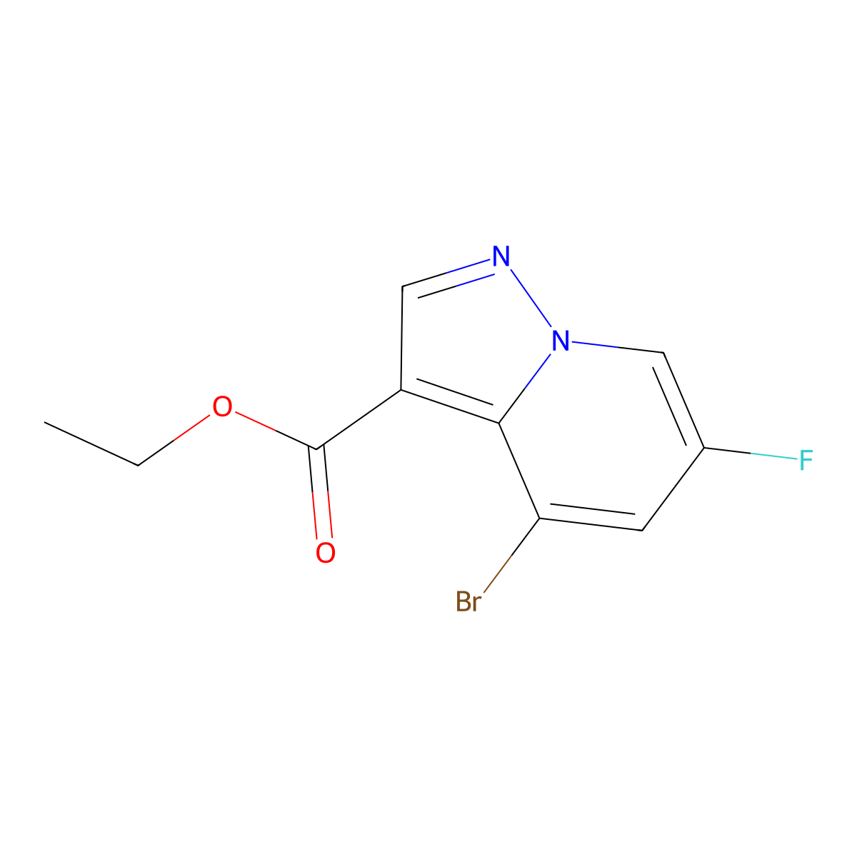 Ethyl 4-bromo-6-fluoropyrazolo[1,5-a]pyridine-3-carboxylate molecular structure, CAS 2177264-85-4