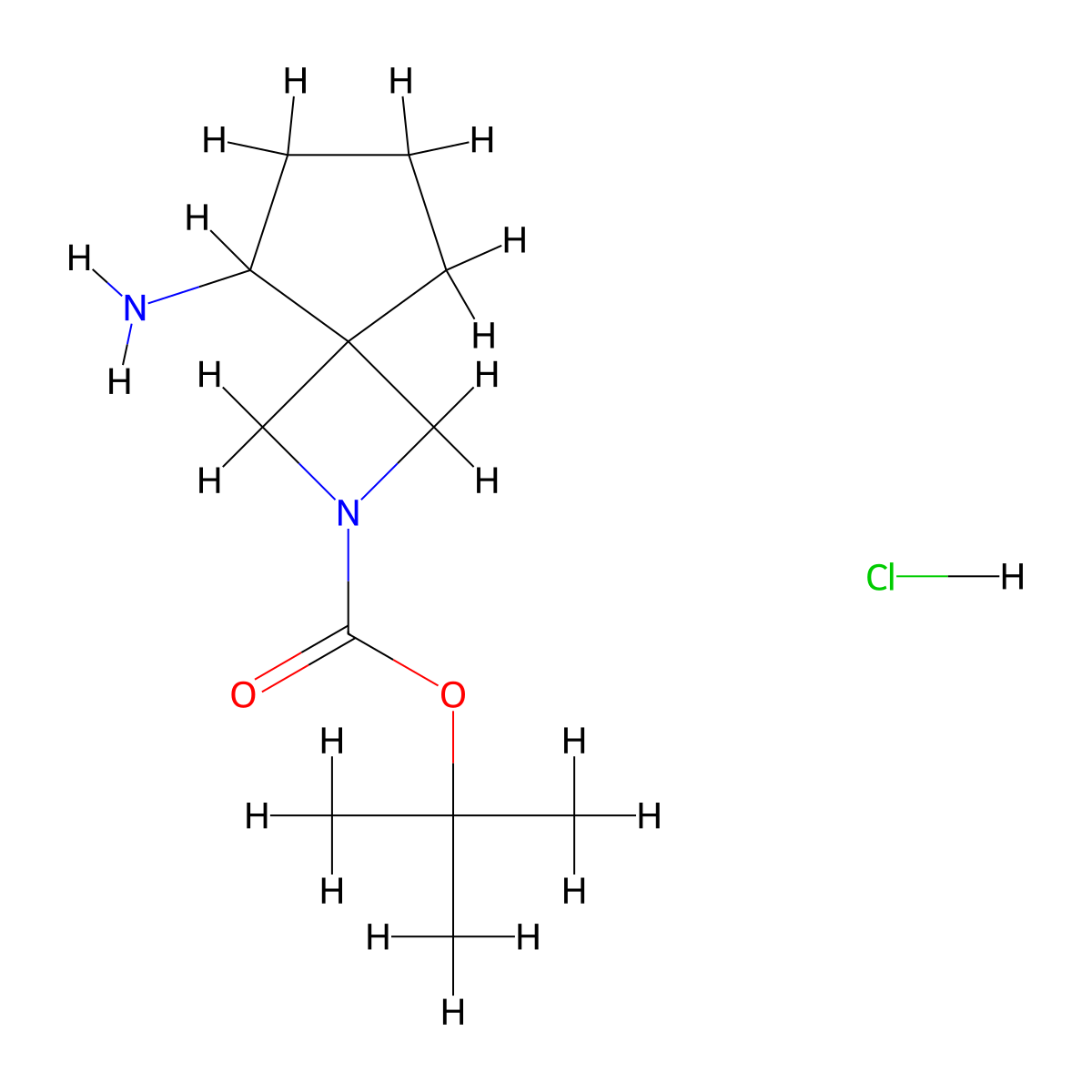 Tert-butyl 5-amino-2-azaspiro[3.4]octane-2-carboxylate hydrochloride molecular structure, CAS 2177264-93-4