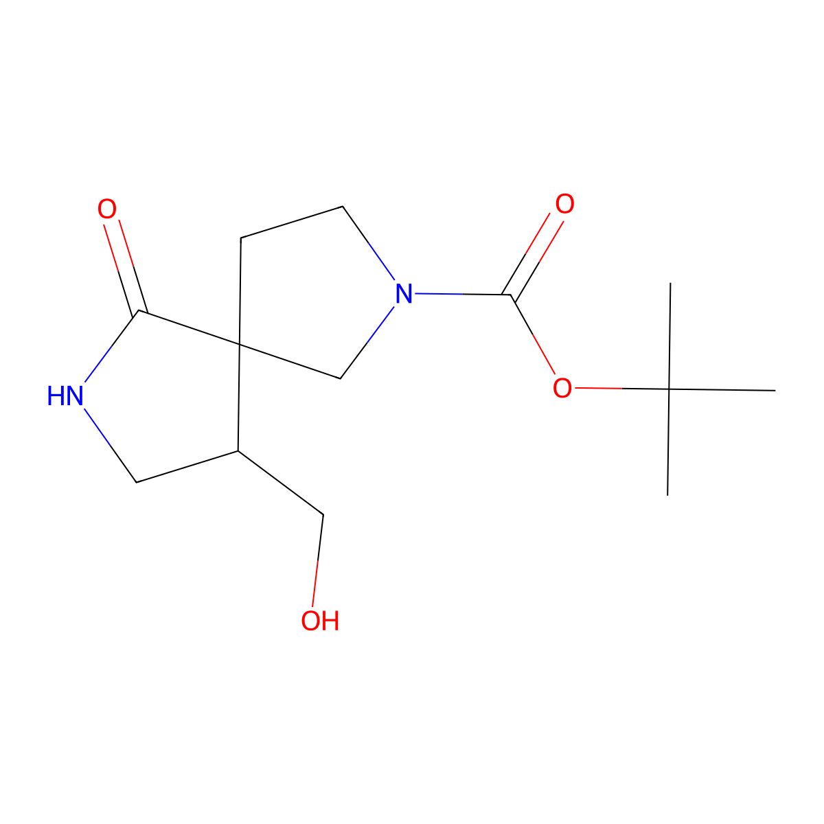 tert-butyl (4S,5S)-4-(hydroxymethyl)-1-oxo-2,7-diazaspiro[4.4]nonane-7-carboxylate molecular structure, CAS 2177265-04-0