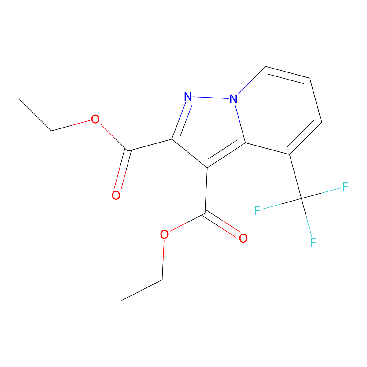 Diethyl 4-(trifluoromethyl)pyrazolo[1,5-a]pyridine-2,3-dicarboxylate molecular structure, CAS 2177265-08-4