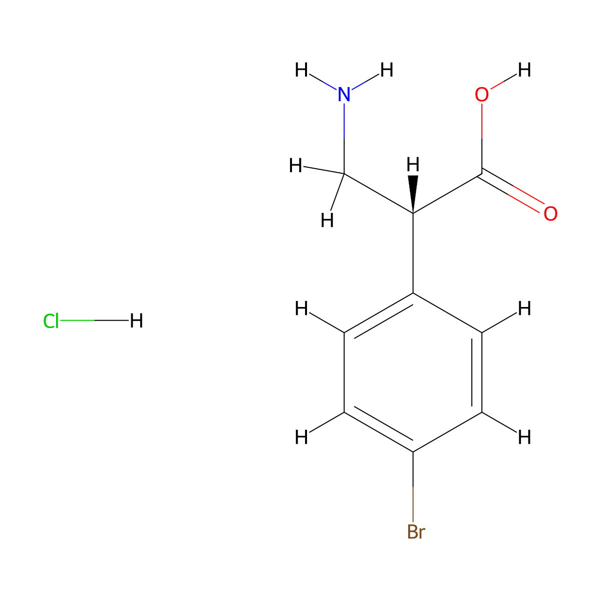 (R)-3-Amino-2-(4-bromophenyl)propanoic acid hcl molecular structure, CAS 2177265-10-8
