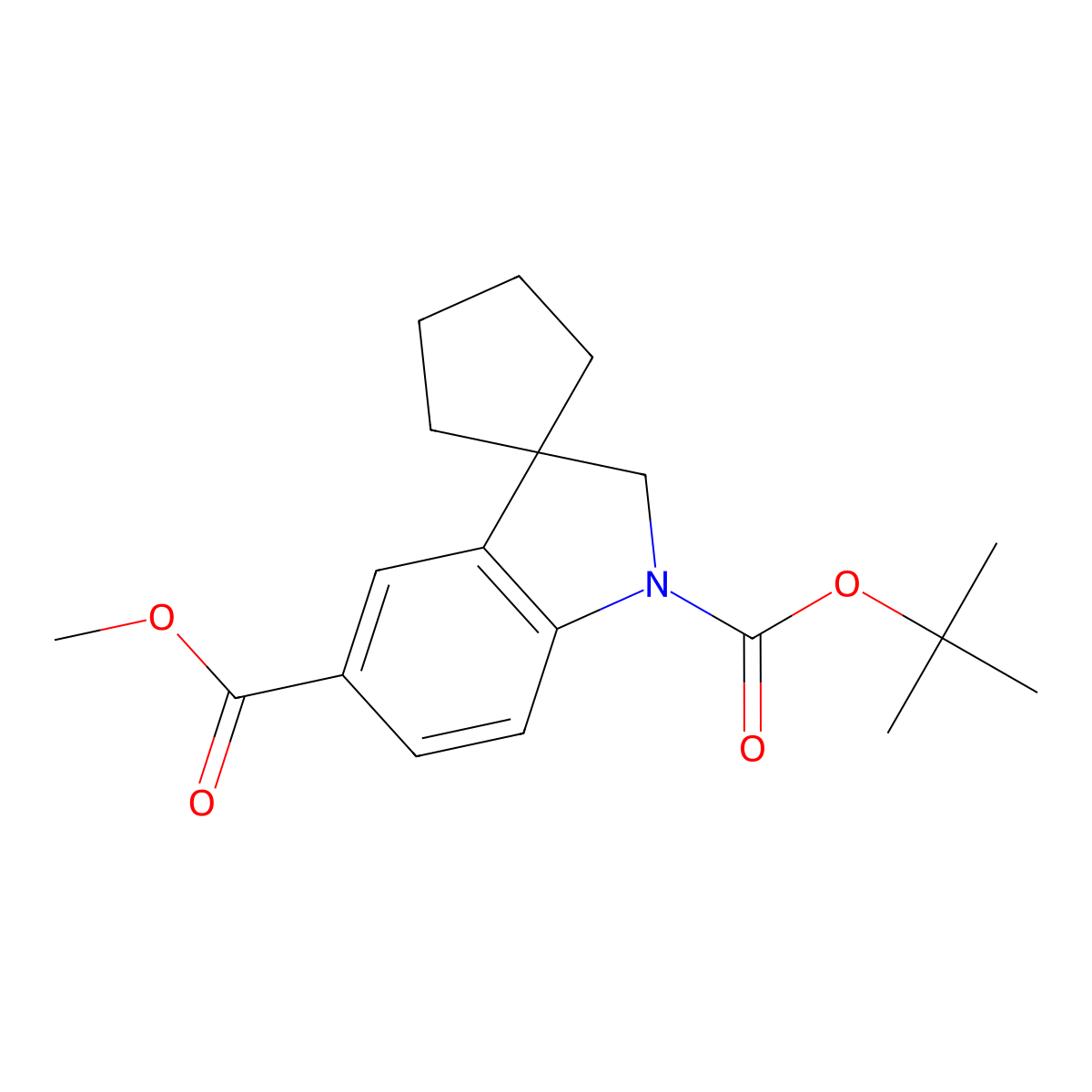 1'-Tert-butyl 5'-methyl spiro[cyclopentane-1,3'-indoline]-1',5'-dicarboxylate molecular structure, CAS 2177266-03-2