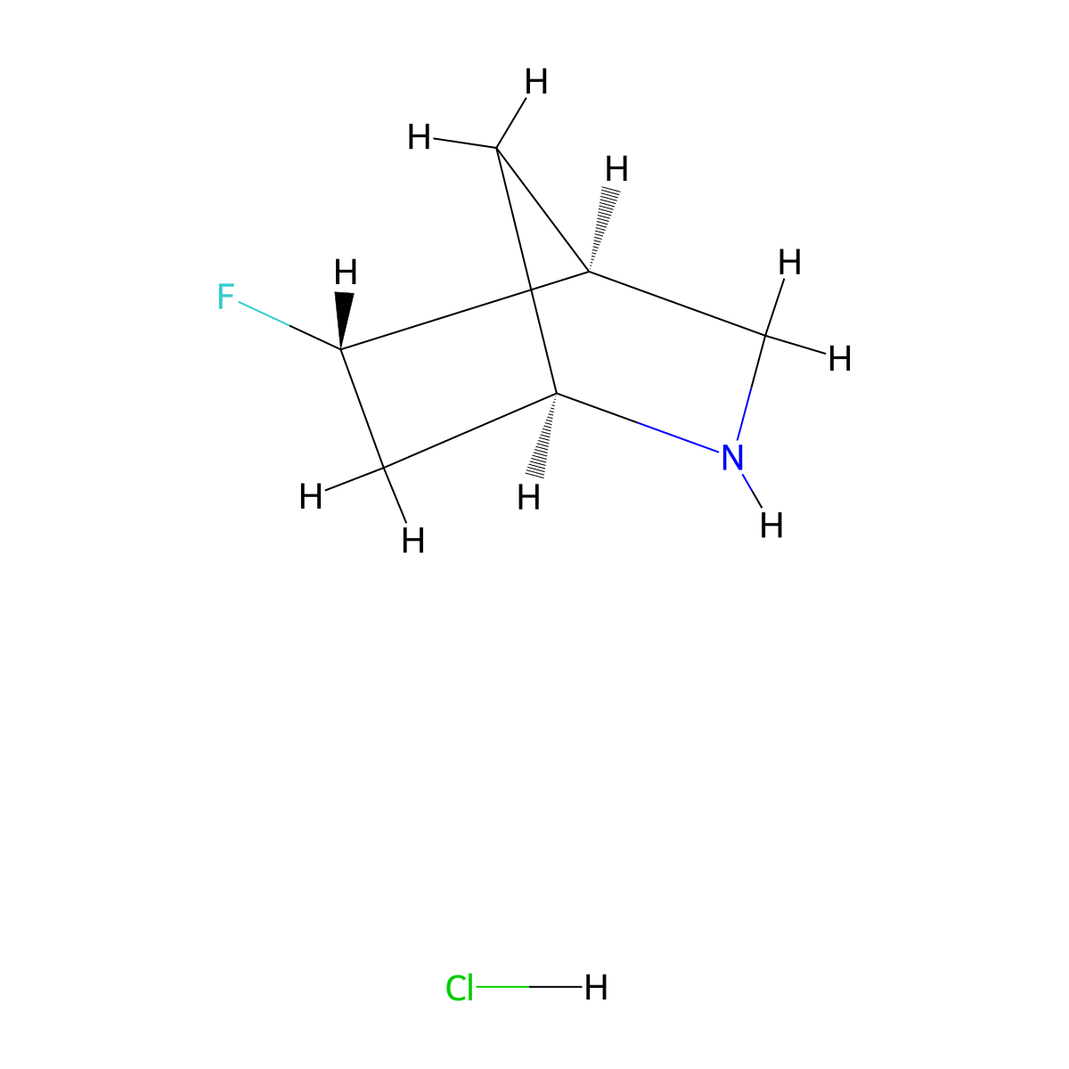 Rel-(1R,4S,5S)-5-fluoro-2-azabicyclo[2.2.1]heptane hydrochloride molecular structure, CAS 2177266-11-2
