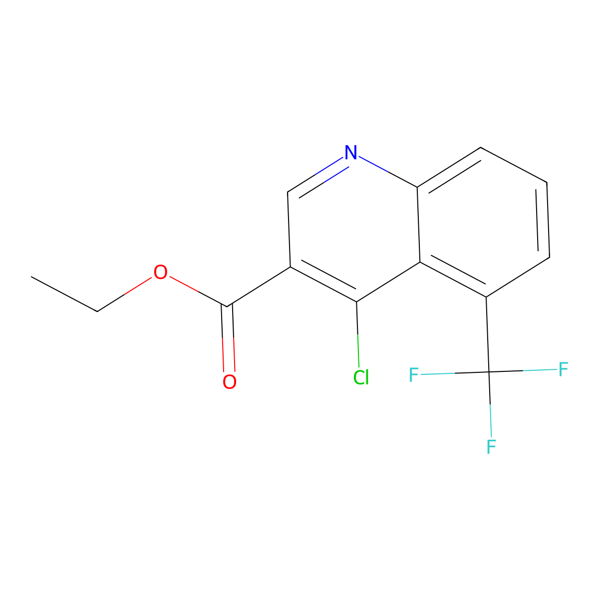 Ethyl 4-chloro-5-(trifluoromethyl)quinoline-3-carboxylate molecular structure, CAS 2177266-12-3