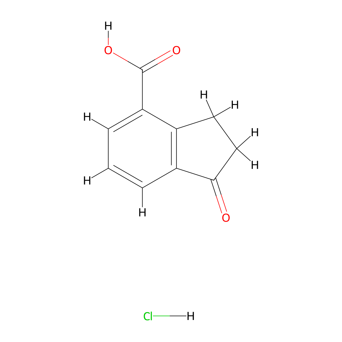 1-Oxo-2,3-dihydro-1H-indene-4-carboxylic acid hcl molecular structure, CAS 2177266-13-4