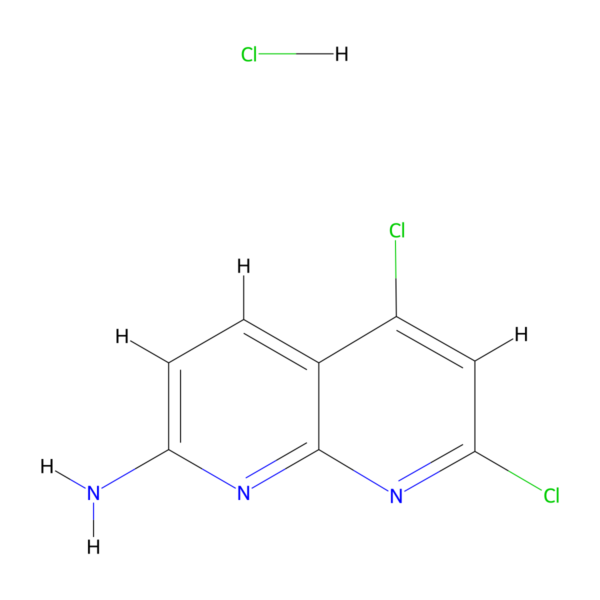 5,7-Dichloro-1,8-naphthyridin-2-amine hydrochloride molecular structure, CAS 2177266-15-6