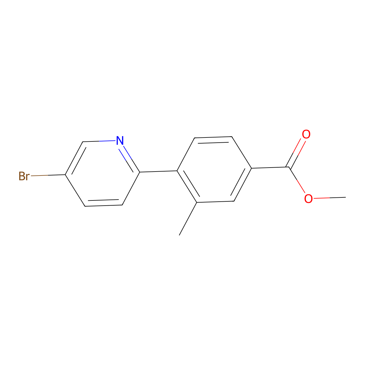 Methyl 4-(5-bromopyridin-2-yl)-3-methylbenzoate molecular structure, CAS 2177266-17-8