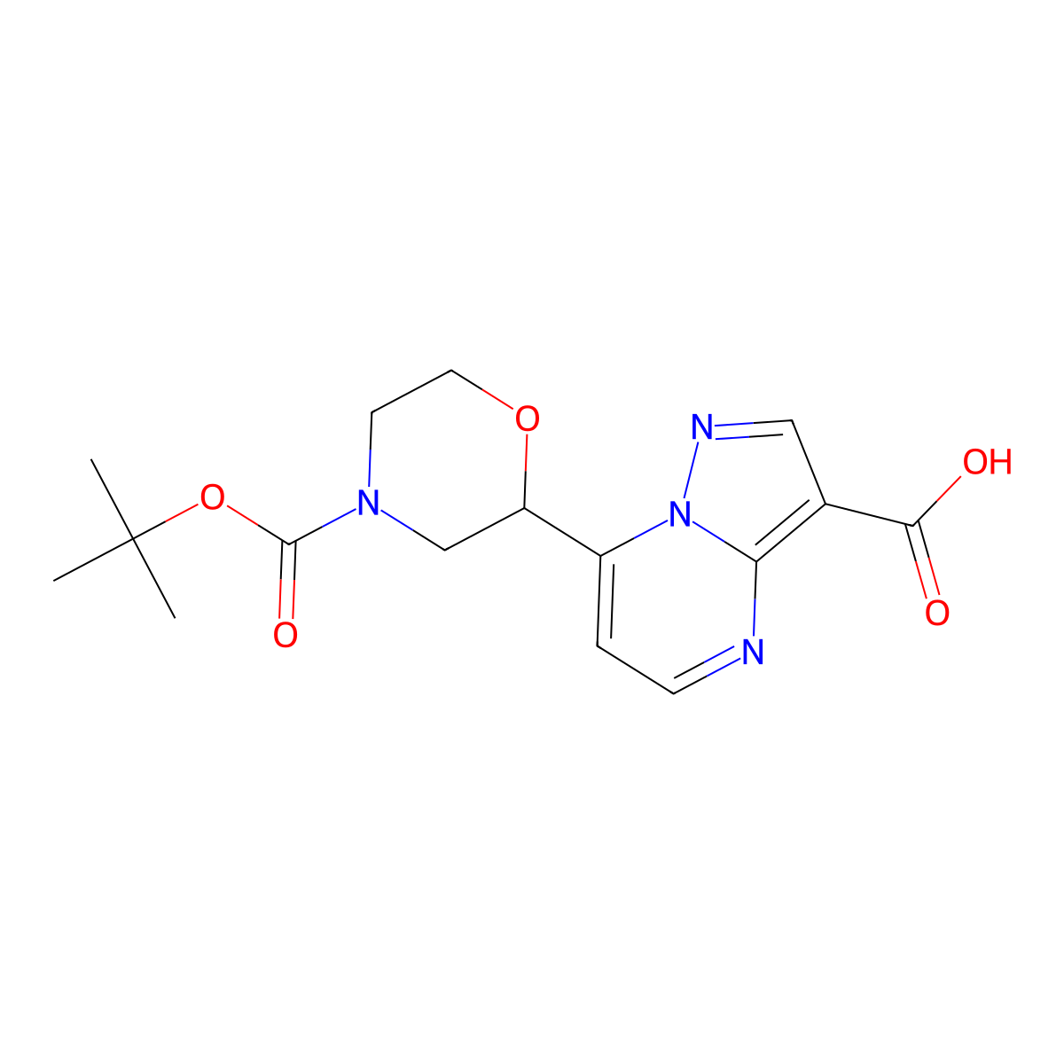7-(4-(Tert-Butoxycarbonyl)Morpholin-2-Yl)Pyrazolo[1,5-A]Pyrimidine-3-Carboxylic Acid molecular structure, CAS 2177266-19-0