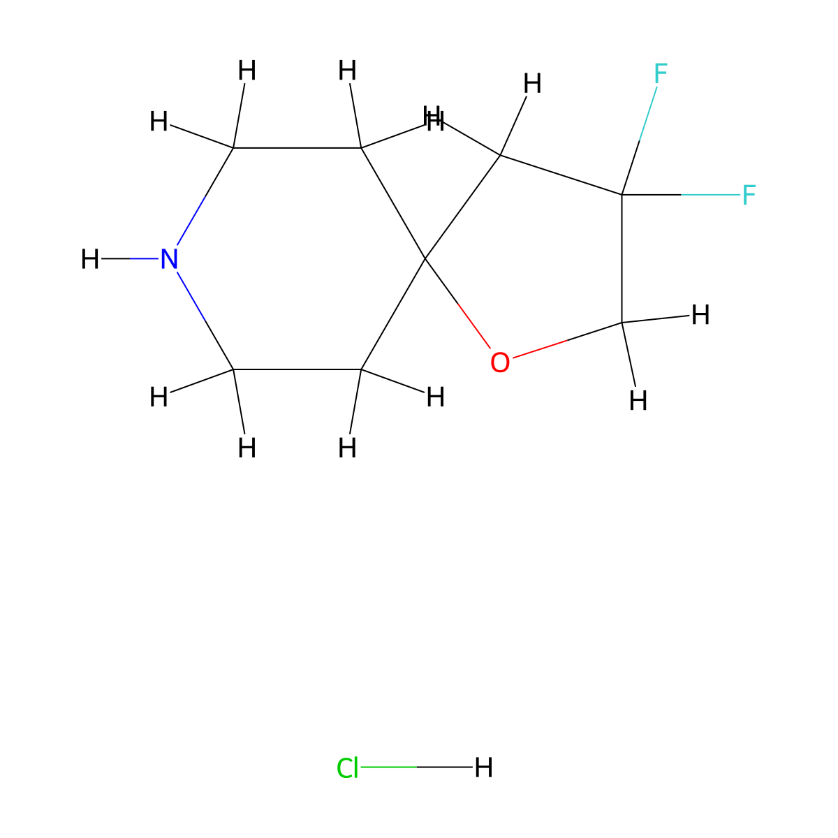 3,3-Difluoro-1-oxa-8-azaspiro[4.5]decane hydrochloride molecular structure, CAS 2177266-22-5