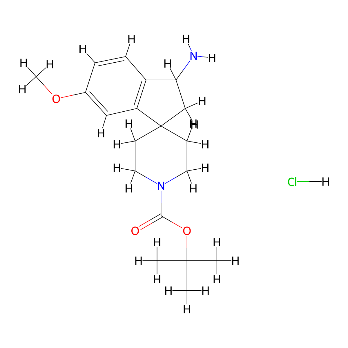 Tert-butyl3-amino-6-methoxy-2,3-dihydrospiro[indene-1,4'-piperidine]-1'-carboxylate hcl molecular structure, CAS 2177266-37-2