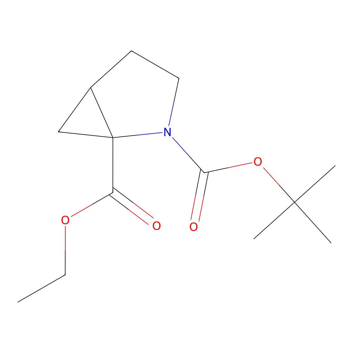 2-Tert-butyl 1-ethyl 2-azabicyclo[3.1.0]hexane-1,2-dicarboxylate molecular structure, CAS 2177266-42-9