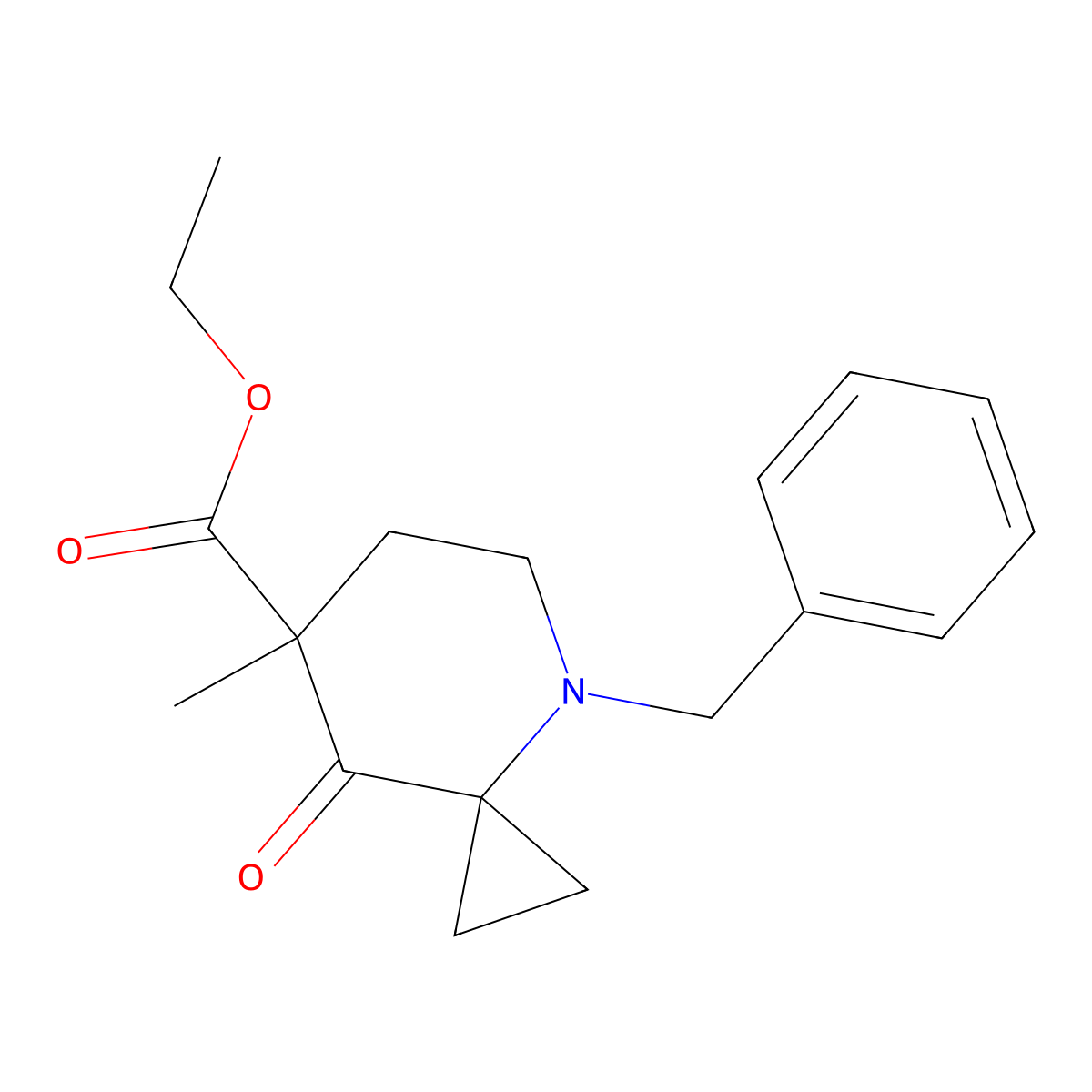 Ethyl 4-benzyl-7-methyl-8-oxo-4-azaspiro[2.5]octane-7-carboxylate molecular structure, CAS 2177266-46-3