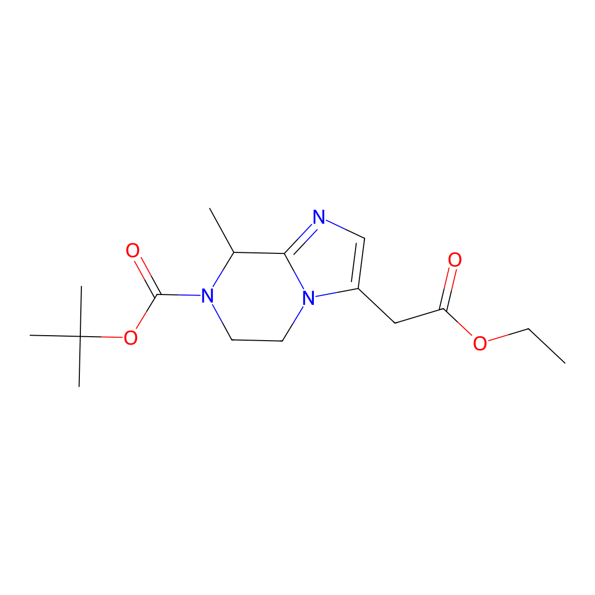 tert-butyl 3-(2-ethoxy-2-oxoethyl)-8-methyl-5,6-dihydroimidazo[1,2-a]pyrazine-7(8H)-carboxylate molecular structure, CAS 2177266-51-0