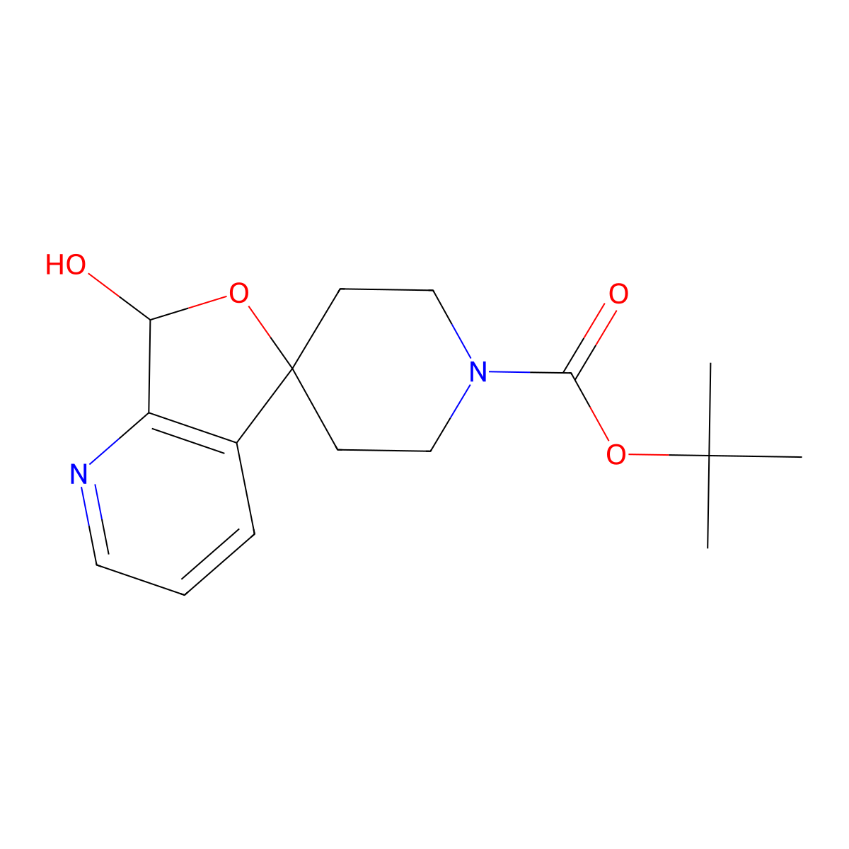 Tert-butyl 7-hydroxy-7H-spiro[furo[3,4-B]pyridine-5,4'-piperidine]-1'-carboxylate molecular structure, CAS 2177266-66-7