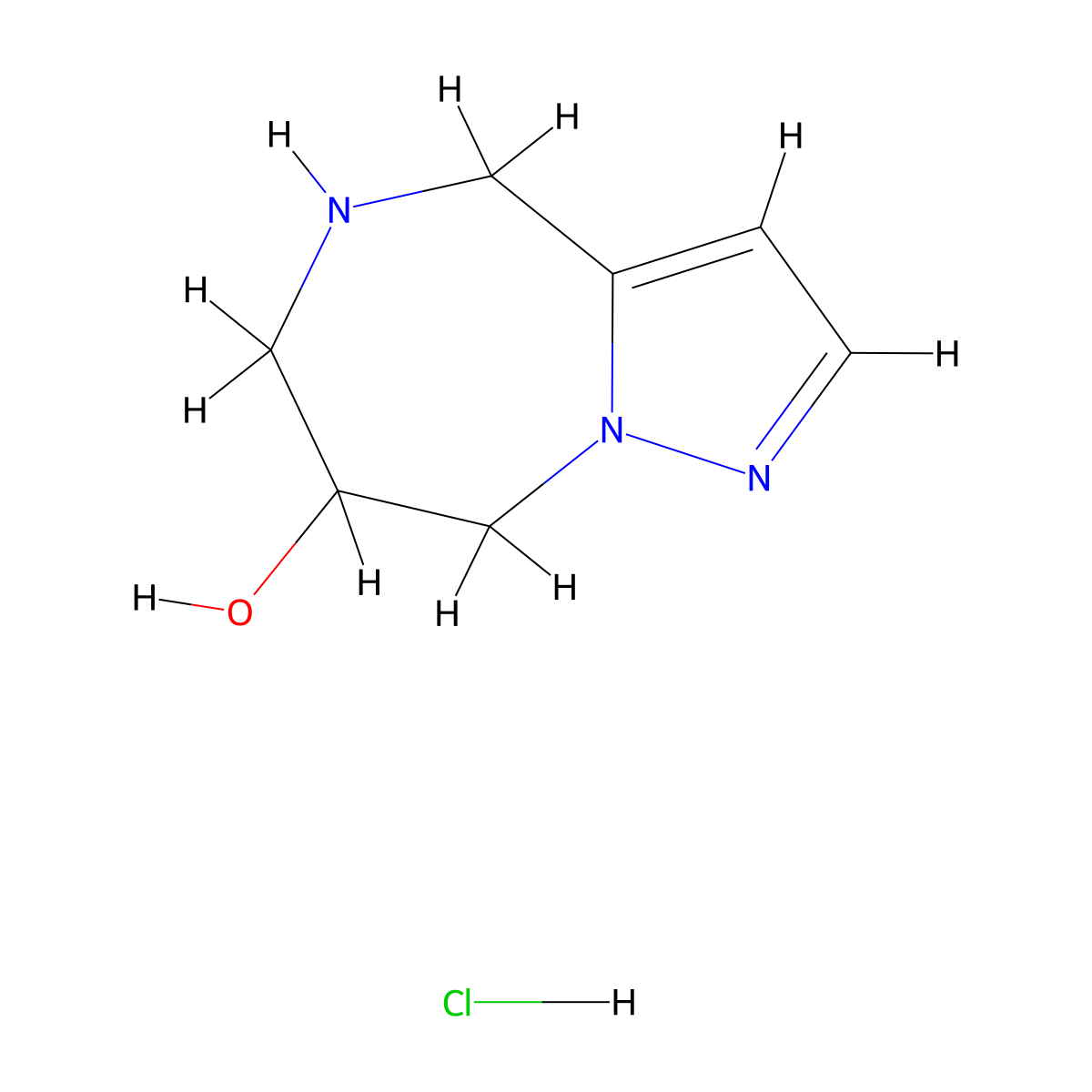 5,6,7,8-Tetrahydro-4H-Pyrazolo[1,5-A][1,4]Diazepin-7-Ol Hydrochloride molecular structure, CAS 2177266-67-8