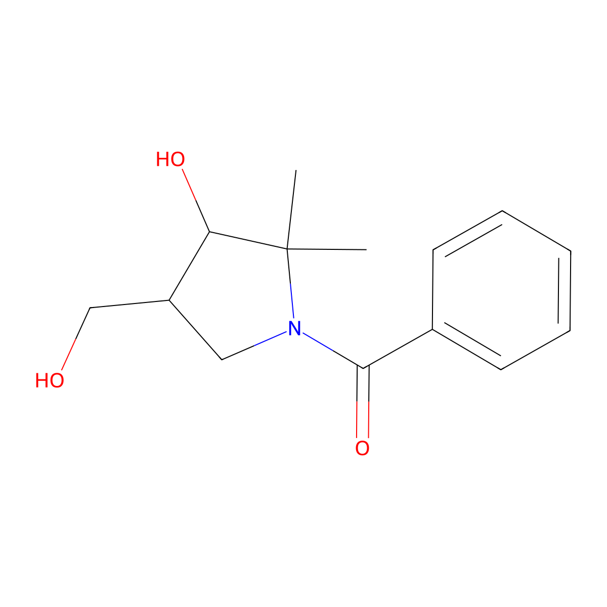 (3-Hydroxy-4-(hydroxymethyl)-2,2-dimethylpyrrolidin-1-yl)(phenyl)methanone molecular structure, CAS 2177266-68-9