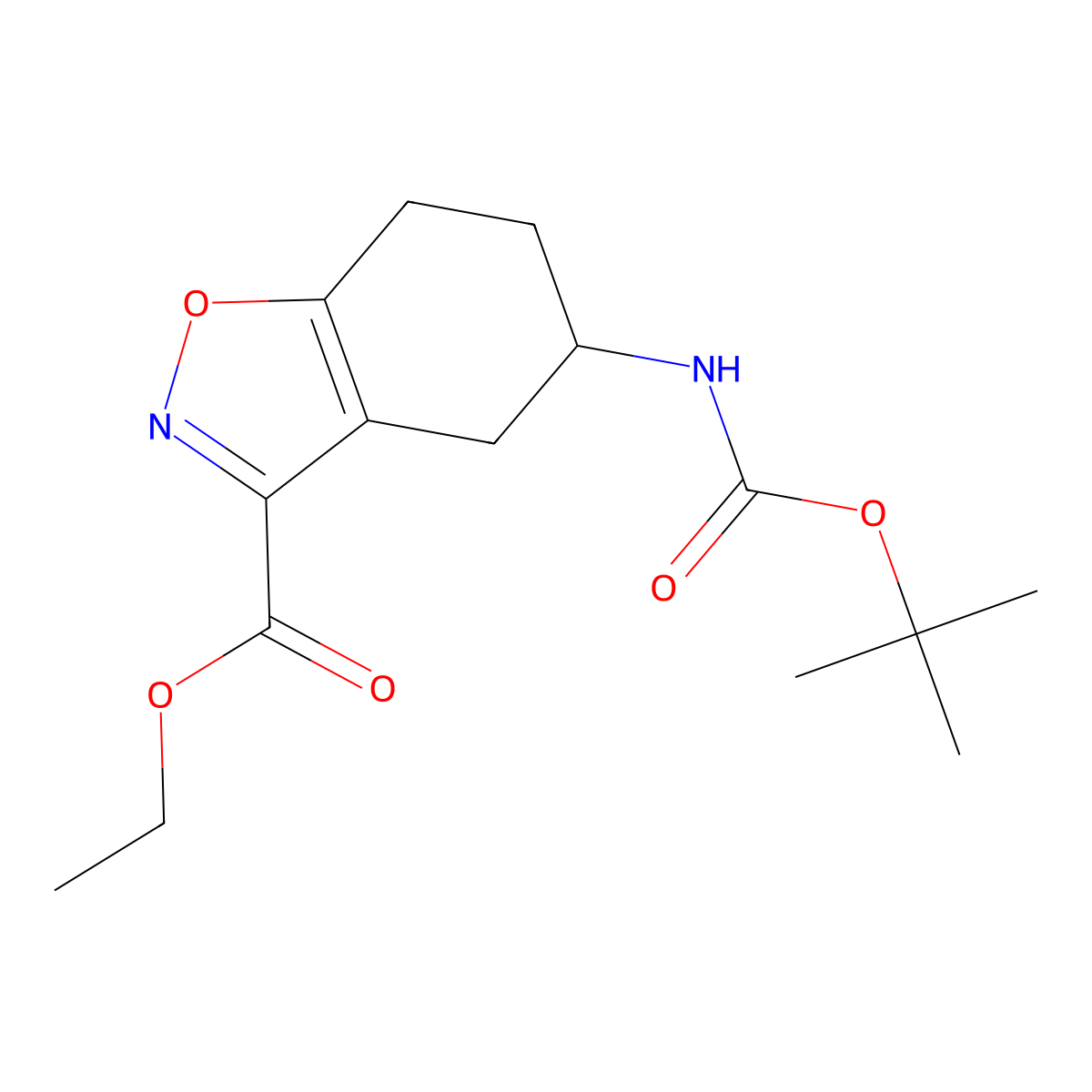Ethyl 5-((tert-butoxycarbonyl)amino)-4,5,6,7-tetrahydrobenzo[d]isoxazole-3-carboxylate molecular structure, CAS 2177266-76-9