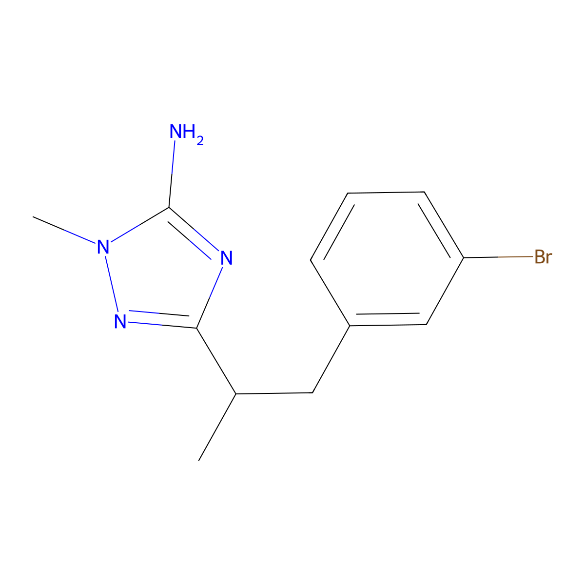 3-(1-(3-bromophenyl)propan-2-yl)-1-methyl-1H-1,2,4-triazol-5-amine molecular structure, CAS 2177266-85-0