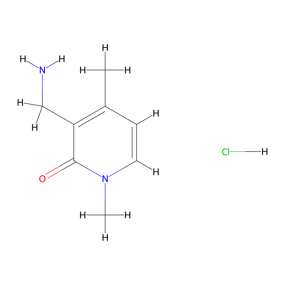 3-(aminomethyl)-1,4-dimethylpyridin-2(1H)-one hydrochloride molecular structure, CAS 2177266-86-1