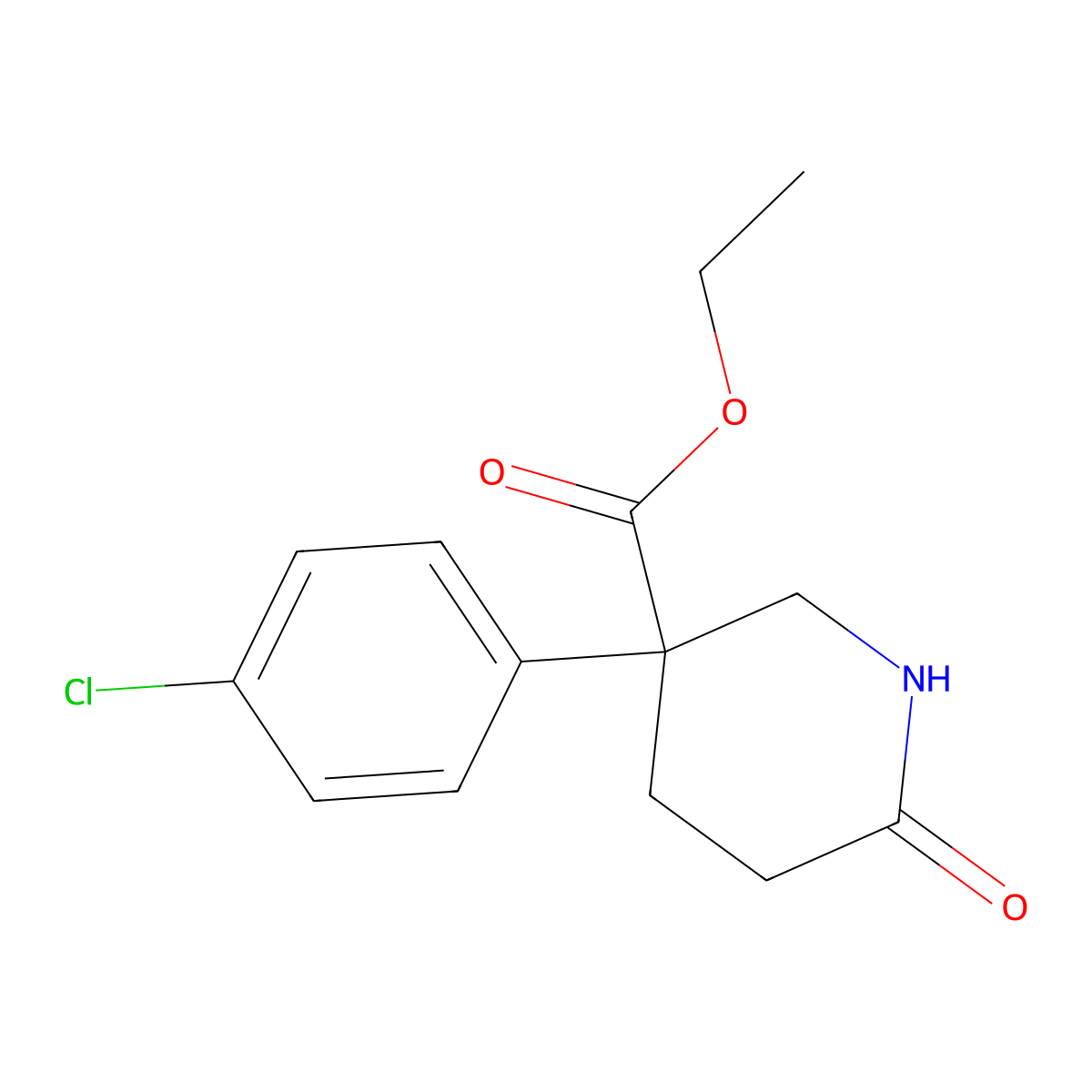 Ethyl 3-(4-chlorophenyl)-6-oxopiperidine-3-carboxylate molecular structure, CAS 2177266-89-4
