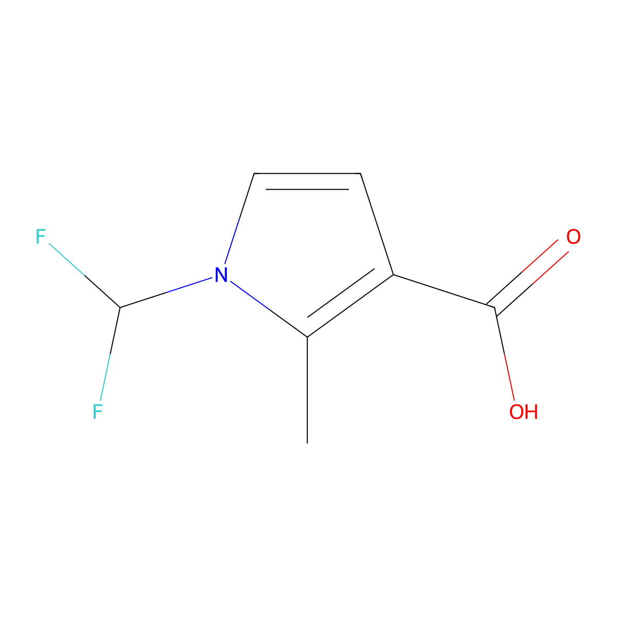 1-(Difluoromethyl)-2-methyl-1H-pyrrole-3-carboxylic acid molecular structure, CAS 2177266-95-2