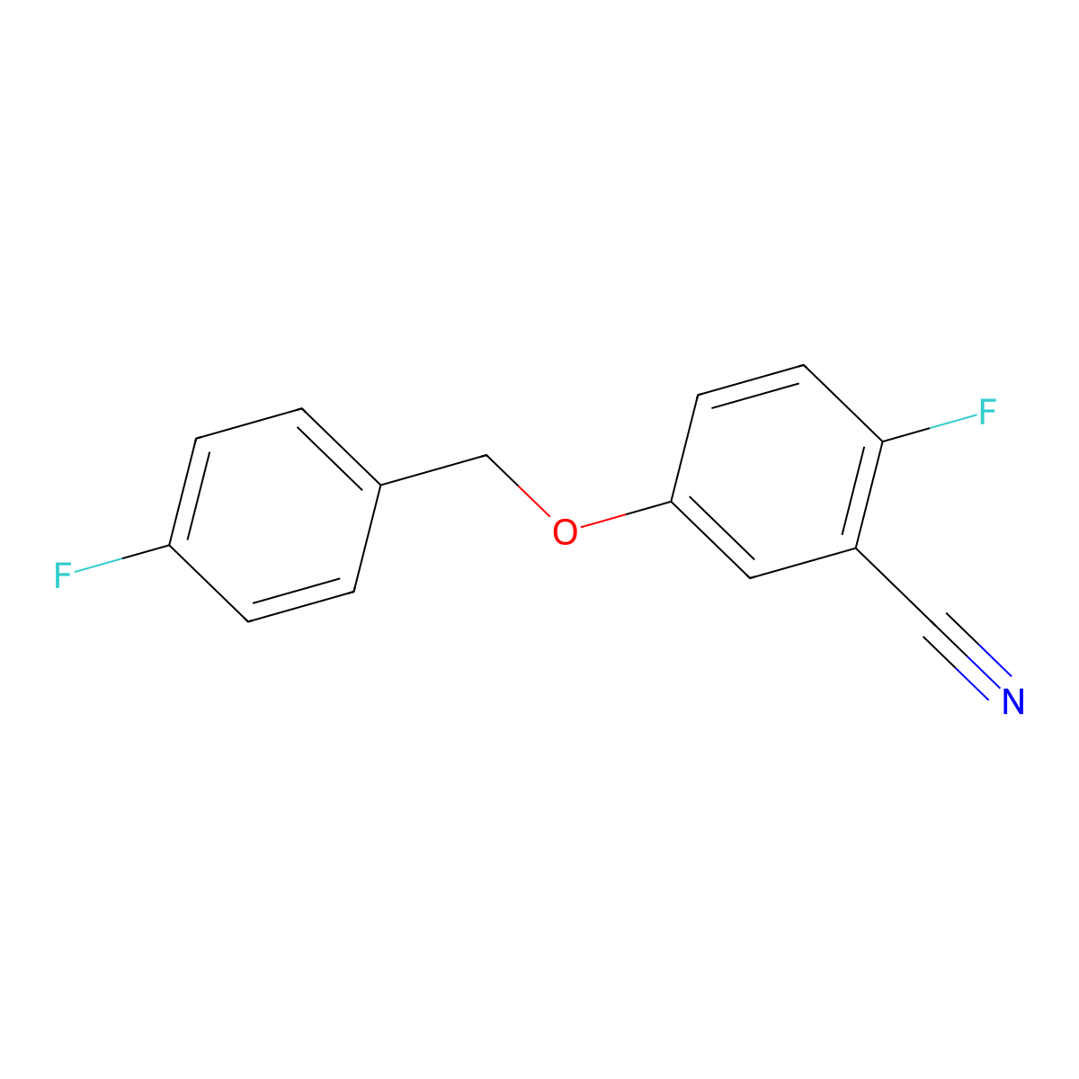 2-Fluoro-5-((4-fluorobenzyl)oxy)benzonitrile molecular structure, CAS 2177266-97-4