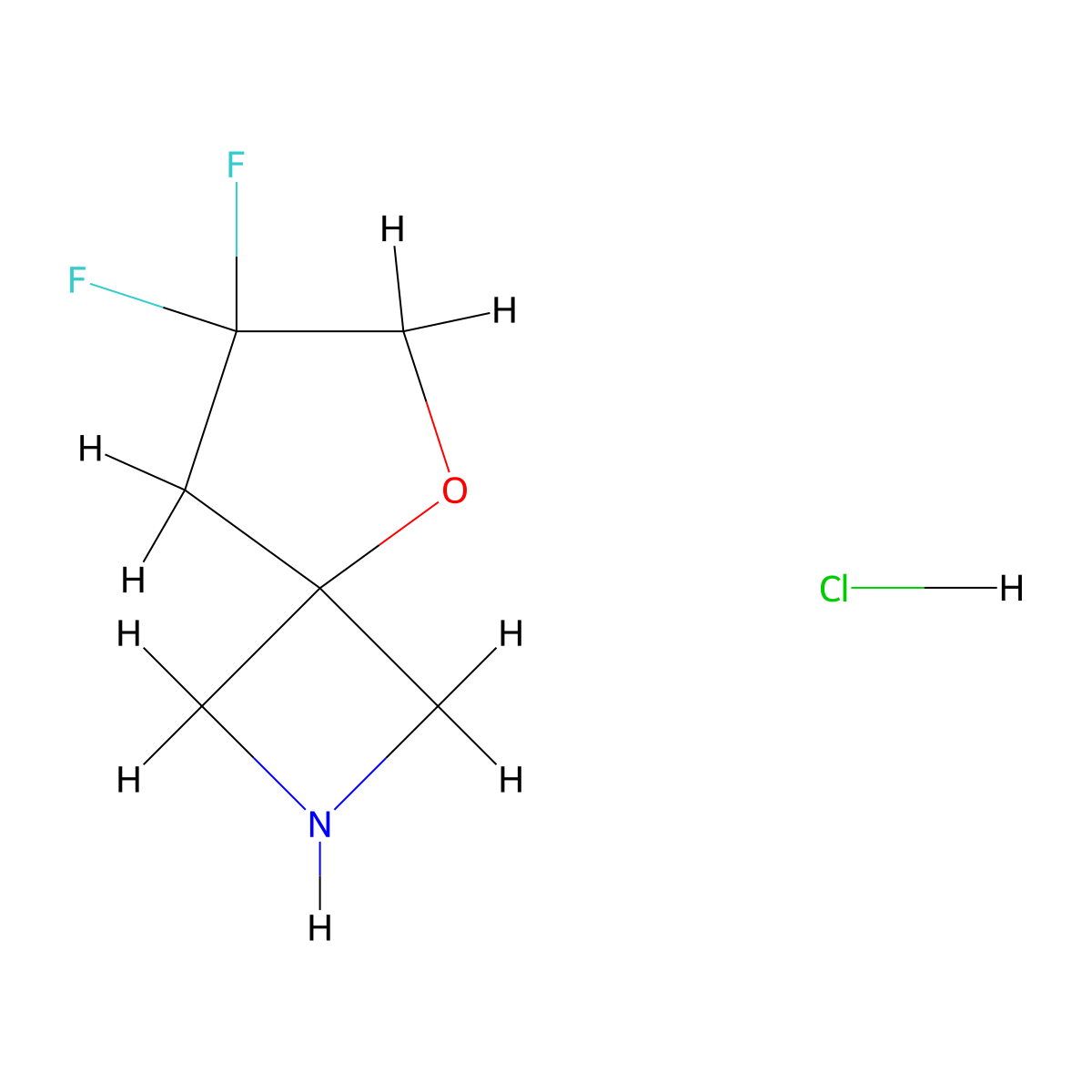 7,7-Difluoro-5-oxa-2-azaspiro[3.4]octane hydrochloride molecular structure, CAS 2177267-06-8