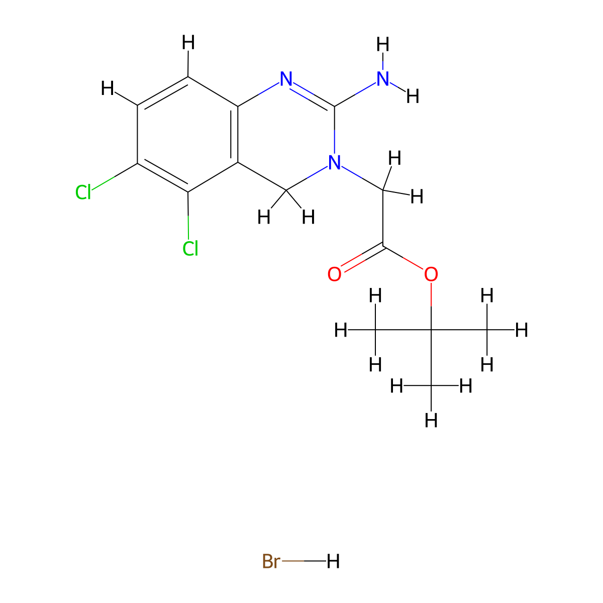 tert-Butyl 2-(2-amino-5,6-dichloroquinazolin-3(4H)-yl)acetate hydrobromide molecular structure, CAS 2177267-13-7